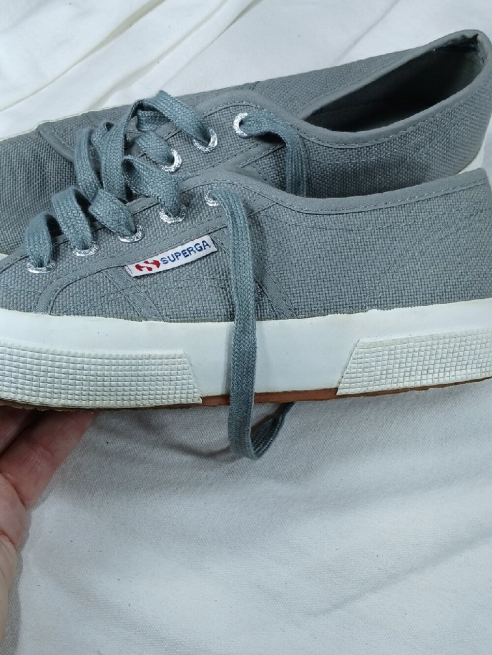 Superga womens Gray Canvas Low-Top Lace-Up Sneakers - Picture 9 of 10